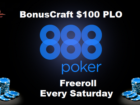 Покер каждую субботу Freeroll 888poker BonusCraft $100 PLO Пароли на покер